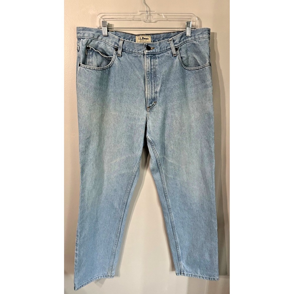 VTG LL Bean Jeans Mens 38X30 Blue‎ Denim Classic Fit Light Wash Y2K